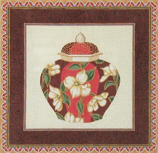 click here to view larger image of Red Ginger Jar (hand painted canvases)