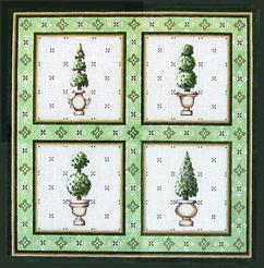 click here to view larger image of Topiary Squares (hand painted canvases)