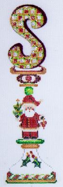 click here to view larger image of Letter S Spindle w/Small Santa (hand painted canvases)