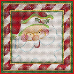 click here to view larger image of Santa Face w/Candy Cane Border  (hand painted canvases)