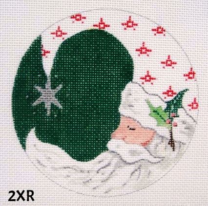 click here to view larger image of Santa/Holly/Green Background (hand painted canvases)