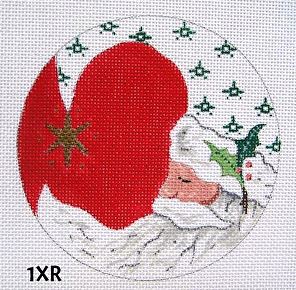 click here to view larger image of Santa/Holly/Red Background (hand painted canvases)