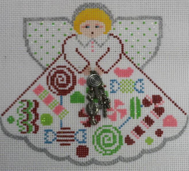 click here to view larger image of Christmas Candy Angel w/Charms (hand painted canvases)