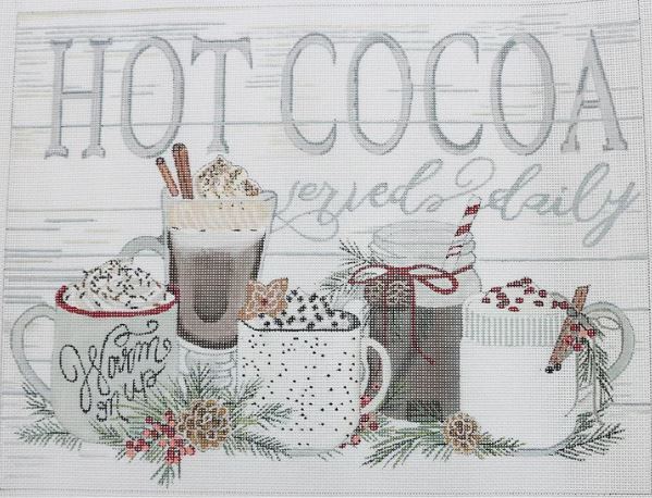 click here to view larger image of Hot Chocolate - Cocoa Served Daily Sign (hand painted canvases)