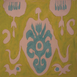 click here to view larger image of Ikat - Dani Lime/Turquoise (hand painted canvases)