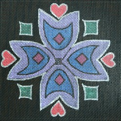 click here to view larger image of Purple/Blue Square Floral w/Heart (hand painted canvases)