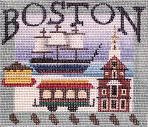 click here to view larger image of Postcard - Boston (hand painted canvases)