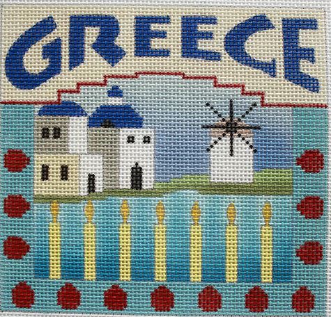 click here to view larger image of Postcard - Greece (hand painted canvases)