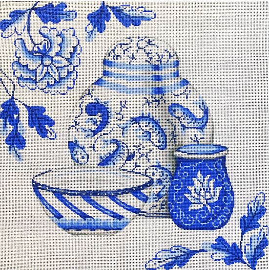 click here to view larger image of Blue/White Pottery Group (hand painted canvases)