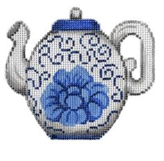 click here to view larger image of Blue/White Single Teapot   (hand painted canvases)