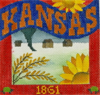 click here to view larger image of Postcard - Kansas (hand painted canvases)
