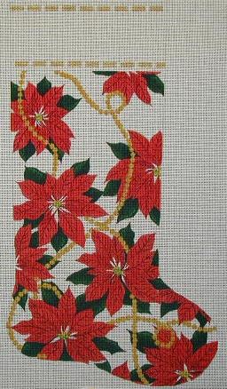 click here to view larger image of Poinsettia Stocking (hand painted canvases)