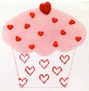click here to view larger image of Cupcake - Hearts (hand painted canvases)