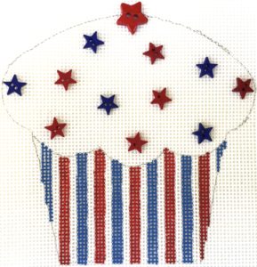 click here to view larger image of Cupcake - Patriotic Stars (hand painted canvases)