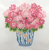 click here to view larger image of Pink Summer Geraniums (hand painted canvases)