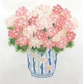 click here to view larger image of Coral Summer Geraniums (hand painted canvases)