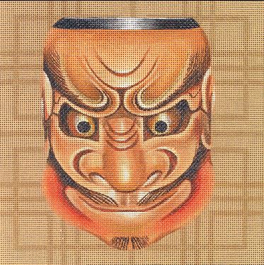 click here to view larger image of Japanese Drama Mask - O-Beshimi  (hand painted canvases)