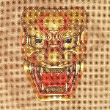 click here to view larger image of Japanese Drama Mask - O-Jishi (hand painted canvases)