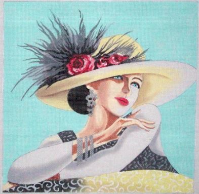 click here to view larger image of Elegant Lady in Hat (hand painted canvases)