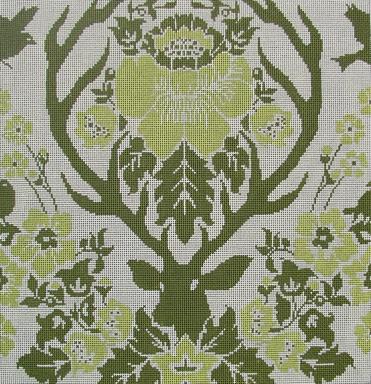 click here to view larger image of Antler Damask/Sage (hand painted canvases)