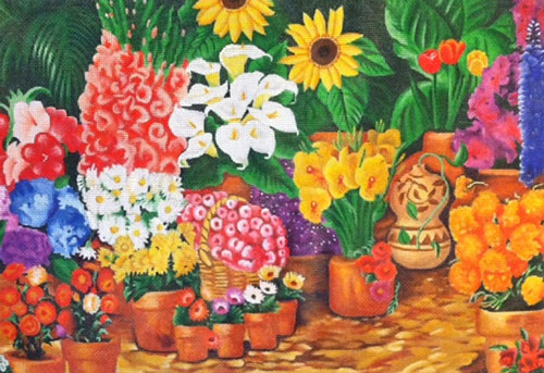 click here to view larger image of Flower Market (hand painted canvases)