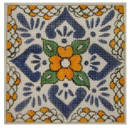 click here to view larger image of Tiny Talavera Yellow Square  (hand painted canvases)
