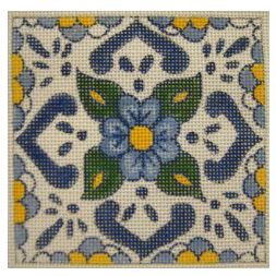 click here to view larger image of Tiny Talavera Blue Square  (hand painted canvases)