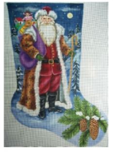 click here to view larger image of Pere Noel Snowy Night Stocking (hand painted canvases)