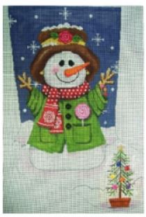 click here to view larger image of Woodland Snow Woman Stocking (hand painted canvases)