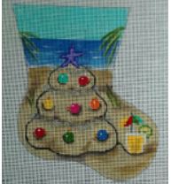 click here to view larger image of Tropical Christmas Tree Mini Stocking (hand painted canvases)