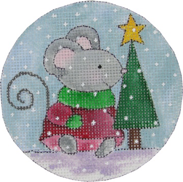 click here to view larger image of Christmas Mouse w/Tree (hand painted canvases)