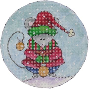 click here to view larger image of Christmas Mouse w/Ornament (hand painted canvases)