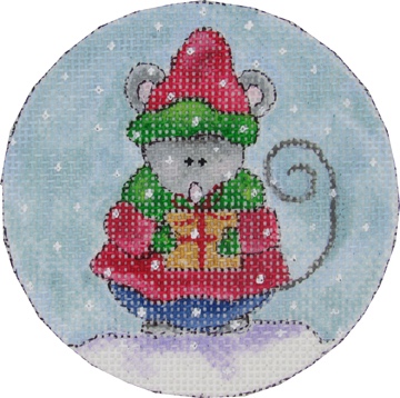 click here to view larger image of Christmas Mouse w/Present (hand painted canvases)