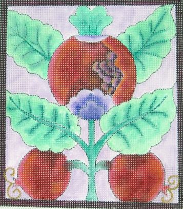 click here to view larger image of Pomegranate Woodblock - Revisited A (hand painted canvases)