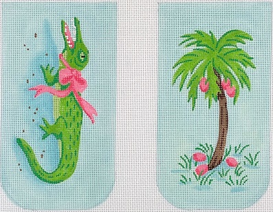 click here to view larger image of Glasses Case - Gator/Palm Tree (hand painted canvases 2)
