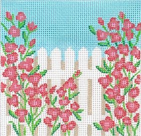 click here to view larger image of Rose Covered Picket Fence (hand painted canvases 2)