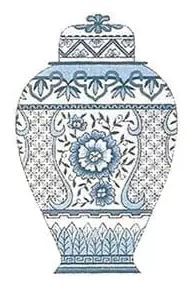 click here to view larger image of Blue Urn w/Top (hand painted canvases)