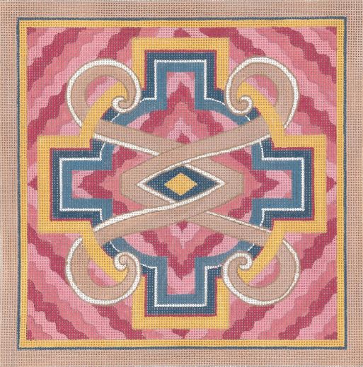 click here to view larger image of Faux Bargello Design in Pink (hand painted canvases)