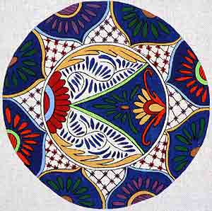 click here to view larger image of Talavera Pillow Round (hand painted canvases)