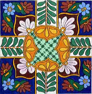 click here to view larger image of Talavera Flowers Pillow (hand painted canvases)