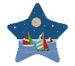 click here to view larger image of Star/Moonlit Sail (hand painted canvases)