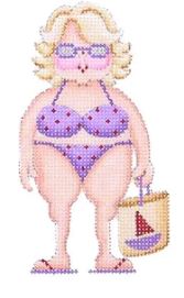 click here to view larger image of By the Sea - Roxie the Beach Babe in Purple Swimsuit (hand painted canvases)