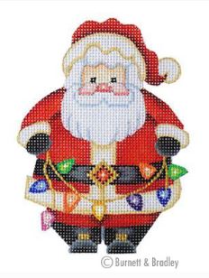 click here to view larger image of Mini Santa w/Lights (hand painted canvases)