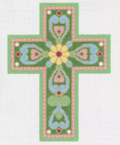 click here to view larger image of Cross Light Green/Light Yellow (hand painted canvases)