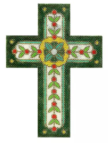 click here to view larger image of Cross Green/Aqua/Red/Yellow (hand painted canvases)