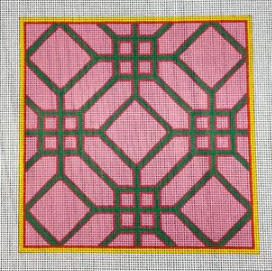 click here to view larger image of Lattice - Green Fretwork (hand painted canvases)