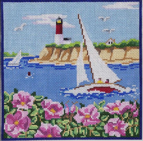 click here to view larger image of Sailboat/Lighthouse/Cape Roses (hand painted canvases)