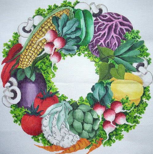 click here to view larger image of Vegetable Wreath (hand painted canvases)