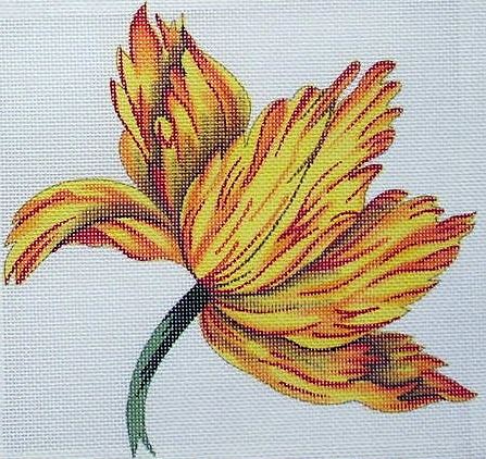 click here to view larger image of Yellow/Orange Tulip on White (hand painted canvases)