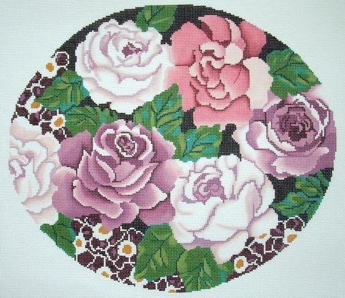 click here to view larger image of Cabbage Roses (hand painted canvases)